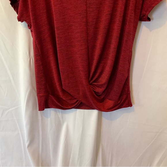 APT 9 Women’s Red Heathered Short Sleeve Top With Side Knot Size LARGE - Picture 5 of 10